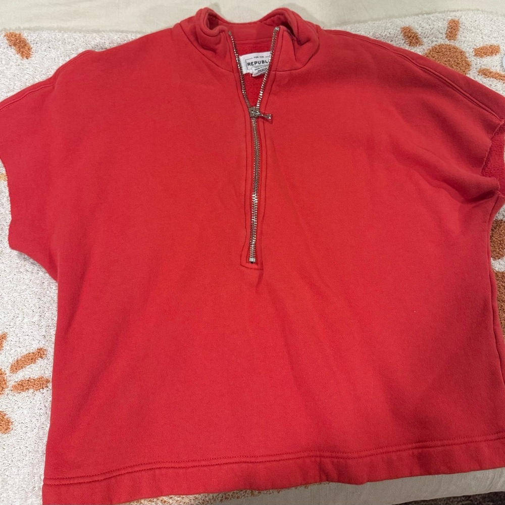For The Republic Vibrant Red Half-Zip Pullover